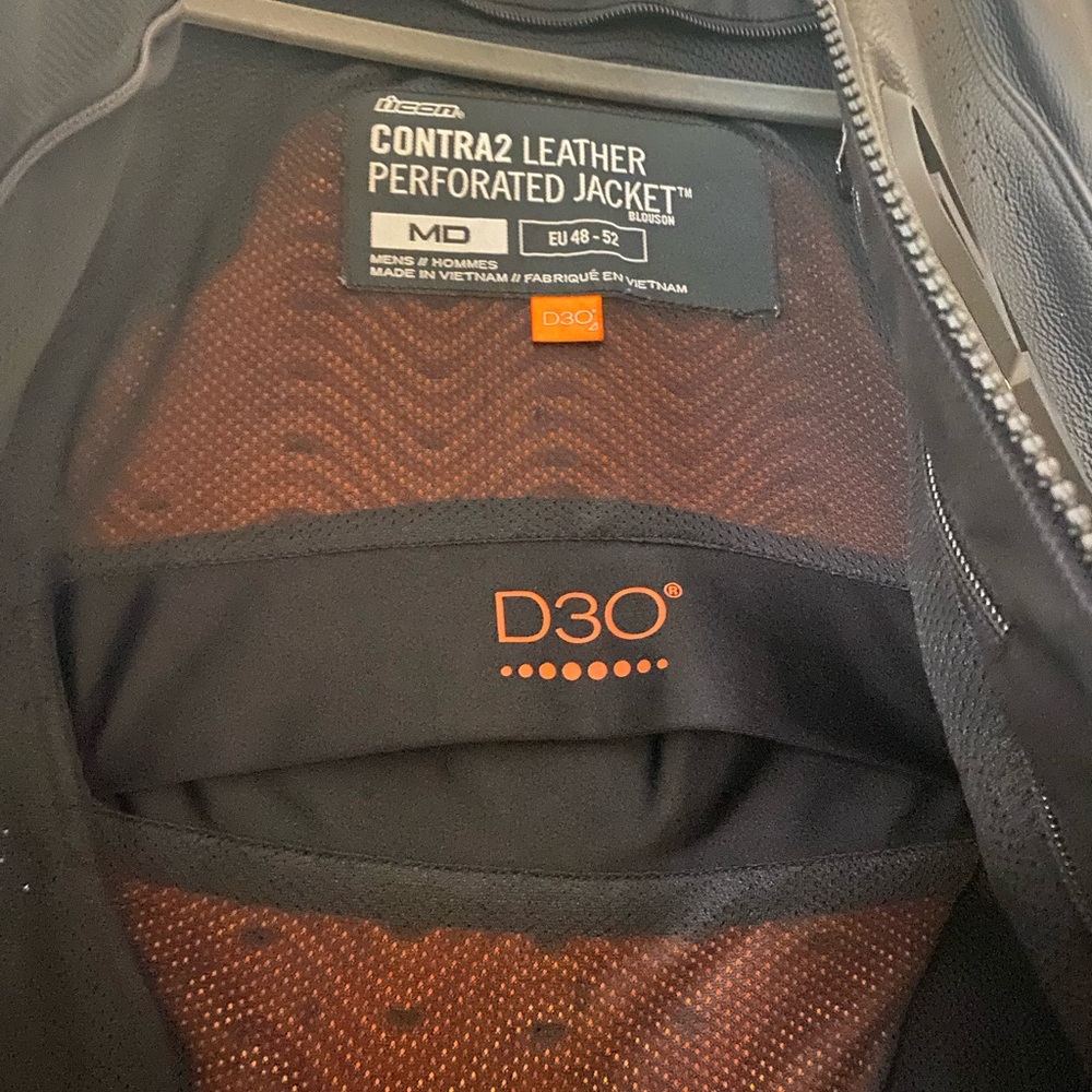 Icon Black Perforated Performance Motorcycle Jack… - image 4